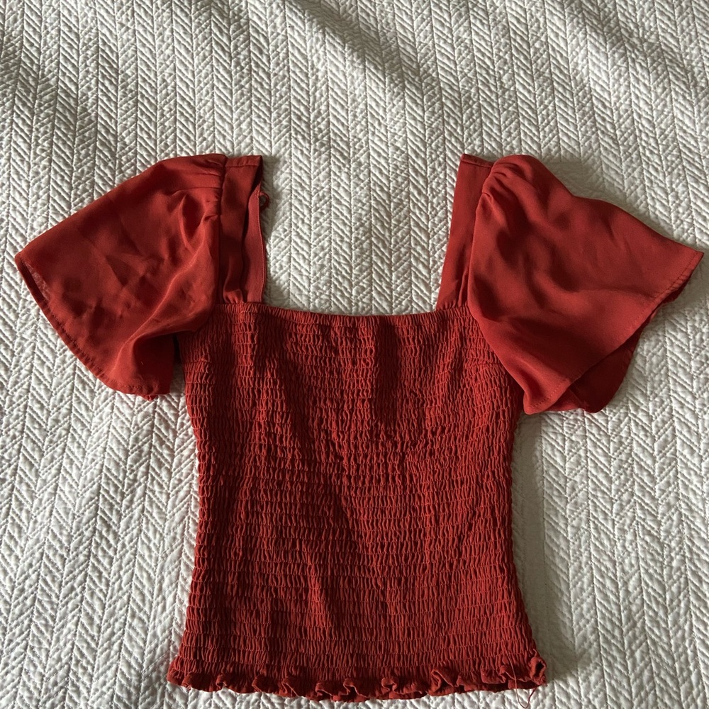 Women's Orange Smocked Top with Open Back